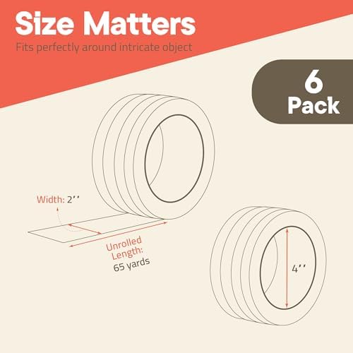 Clear Packing Tape Heavy Duty 6 Rolls, 1.7mil Thickness, Strong Adhesive for Shipping, Moving & Packaging, 1.88" Wide x 60 Yards Per Roll, Smooth Unroll, Clear Finish, Fits Standard Dispensers