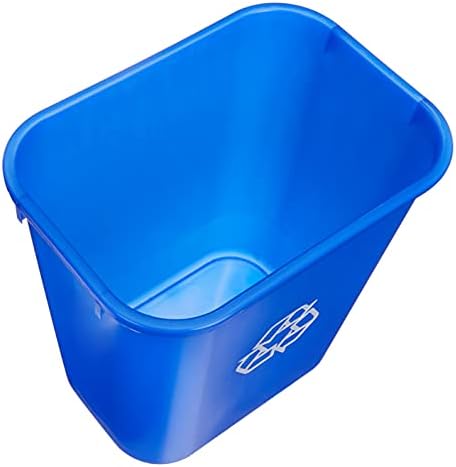 Amazon Basics Rectangular Commercial Office Recycling Wastebasket with Recycle Logo, Easy to Clean, 7 Gallon, Blue, Pack of 2
