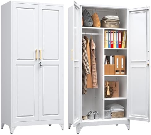 SteeLoong Armoire Wardrobe Closet,71" H Wardrobe Cabinet with Locking Doors