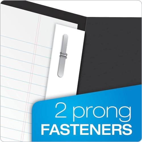 Oxford Two-Pocket Folders w/Fasteners, Black, Letter Size, 25 per Box (57706)