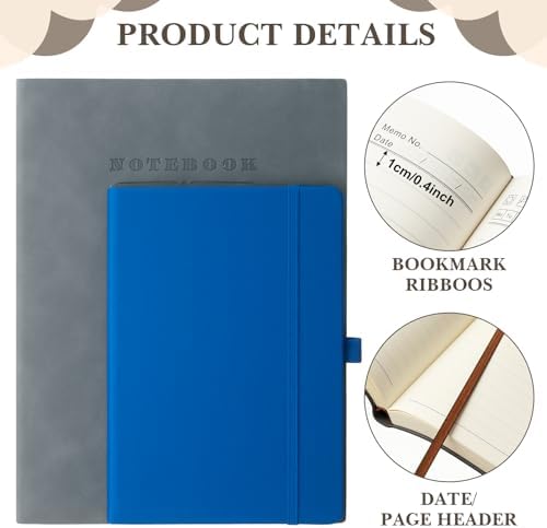 SATINIOR 5 Pack A4 Notebooks Leather Softcover Journal, Multicolor