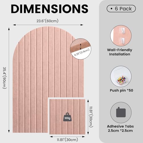 Arched Felt Bulletin Board (Pink), 35"x24" Large Wall Decor