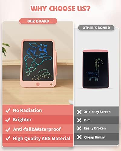 LCD Writing Tablet 10 Inch, Toys for 3 4 5 6 7 8 9 10 Year Old Boys Girls, Colorful Doodle Board Drawing Tablet, Gift for Boys Toddlers Age 3-12 Years, Memo Board, Drawing Pads with Lanyard (Pink)