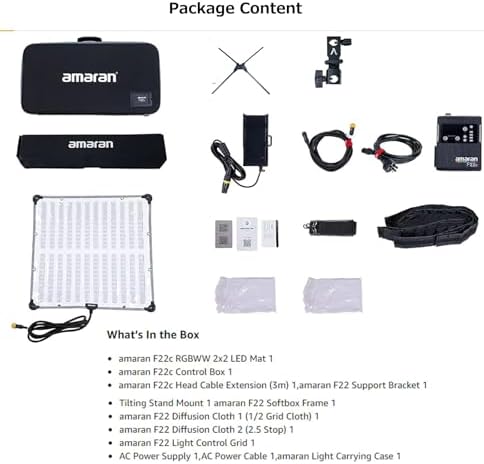 Aputure Amaran F22c 200W RGBWW Flex LED Photo Light with Honeycomb Grid, CCT 2500K to 7500K V Mount RGB Video Light Suooprt DMX Sidus Link App Control 15 Built-in Lighting FX