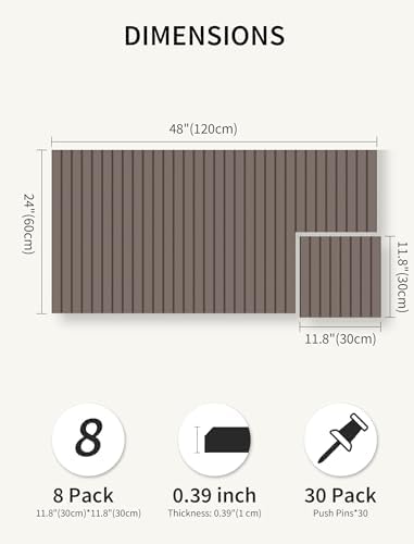48" x 24" Cork Board Alternative, 8 Pack Felt Bulletin Board Tiles with 30 Adhesive Tabs Wall Push Pin Board for Office Classroom Bedroom Decor