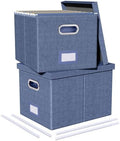 Oterri 2 Pack File Storage Organizer, Document Organizer, Portable File Box with Lid, Fit for Letter/Legal File Folder Storage,Blue-Box only