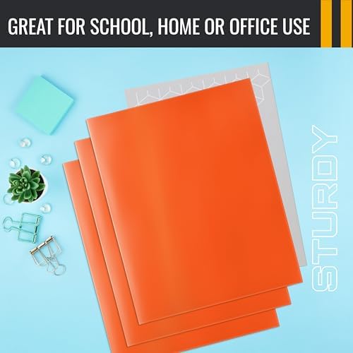 Better Office Products 2 Pocket Glossy Laminated Paper Folders, Letter Size, Orange Paper Portfolios, Box of 25 Orange Folders