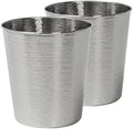 happimess Remi 2.1 Gal Textured Steel Wastebasket, Brushed Steel, Set of 2
