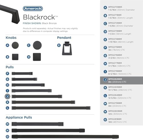Amerock 8" Blackrock Black Bronze Drawer Pull