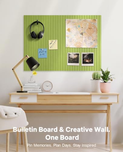 48" x 36" Large Cork Bulletin Board Tiles, Peel and Stick Felt Wall Panels for Vision, Message Center, Picture and Prayer Board for Office, Dorm, Room and Desk Decor(Moss Green)