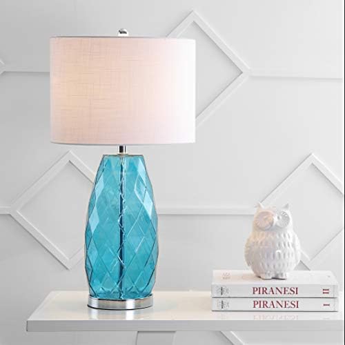 JONATHAN Y Juliette Modern Faceted Glass Table Lamp 26.5", Moroccan Blue