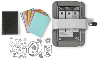 Sizzix Big Shot Machine with Starter Kit, 6" Die-Cutting and Embossing Machine with Cutting Dies, Embossing Folder and Cardstock