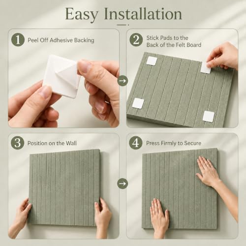 Large Felt Bulletin Board 12-Pack,48"x36" Cork Board,Sage Green