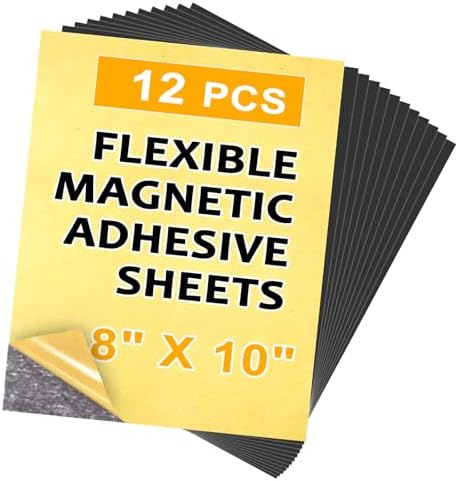 Towjug 12PCS 8 x 10 Inch Cuttable and Flexible Magnet Sheets with Adhesive