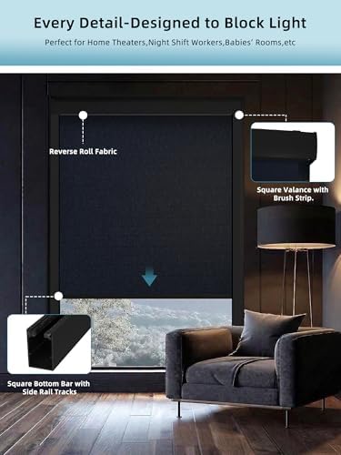 SmartWings Motorized Smart Roller Shades, 100% Blackout Eclipse Denim