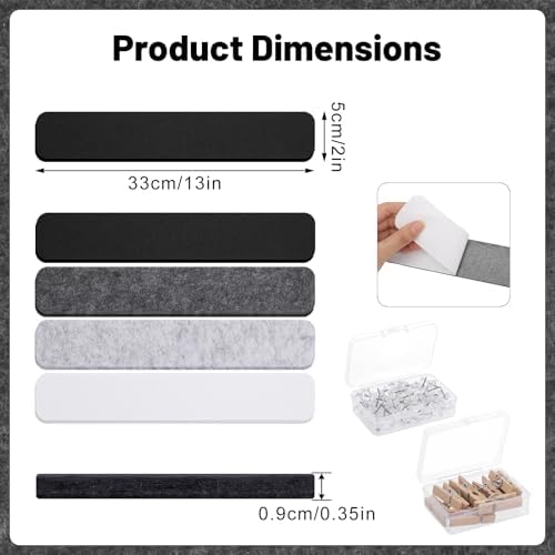 8 Pack Felt Bulletin Board Strips, 13x2 Inch Pin Board, Cork Boards