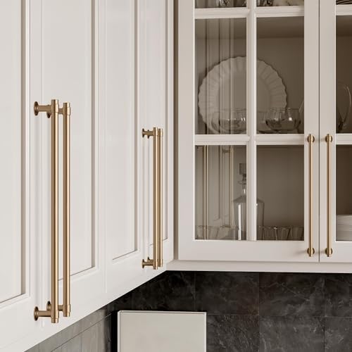 Franklin Brass 10 Pack Champagne Bronze Gold Cabinet Handles 10 inch (256mm) Kitchen Cabinet Handles and Drawer Pulls for Cupboards and Dressers | Francisco Collection