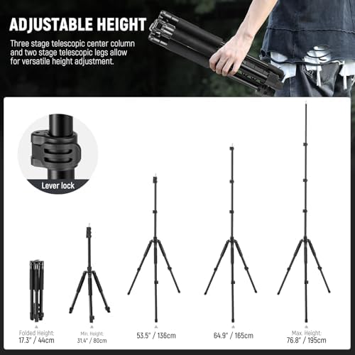 NEEWER Photography Light Stand, 1.5-6.4ft/47-195cm Reversible Aluminum