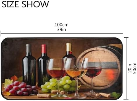 Red Wine Winery Barrels Kitchen Rug Floor Comfort Mats Bath Rugs Entryway Welcome Non Slip Area Rug for Bedroom Living Room Doormats Home Decor 39" X 20"