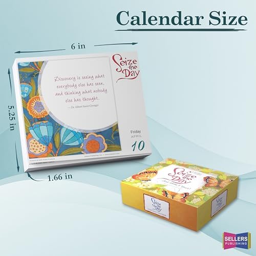 Seize the Day 2026 Daily Desk Calendar: Boxed Page-a-Day Inspirational Calendar by Robin Pickens with Day-to-Day Uplifting Quotes & Colorful Art