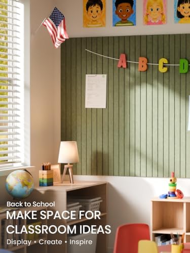 Bumusty 36"x 24" Large Felt Bulletin Board Tiles,Olive Green