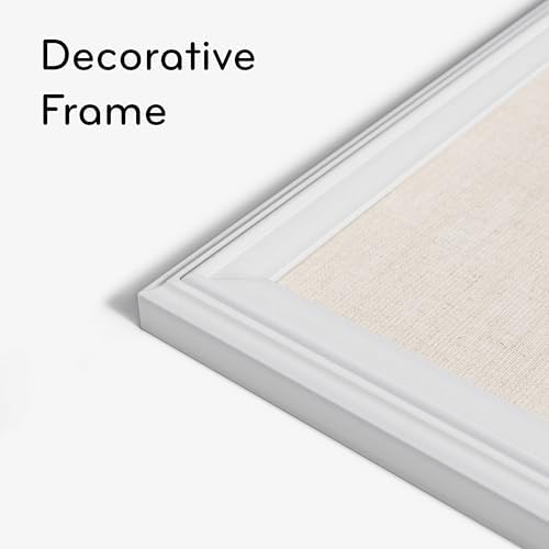 U Brands Farmhouse Linen Bulletin Board, 30" x 20", White Wood Frame, Wall Mounted Pin Board for Home Office, Classroom & Kitchen, Includes Push Pins