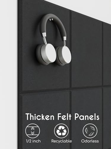 Thick Felt Pin Board Tiles 15 Pack, 11.8x11.8 Bulletin Board for Wall