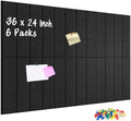 DOLLAR BOSS Felt Cork Board Tiles 6Pcs 12"x12" Bulletin Board, Black Stripe