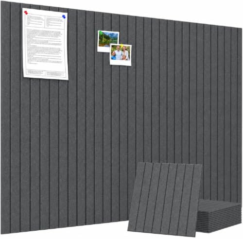 48" x 36" Large Felt Bulletin Board, Eight-Stripe Dark Gray