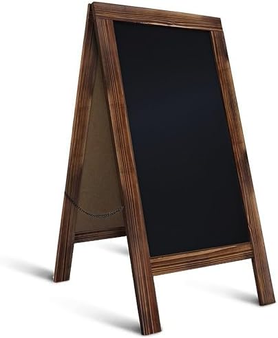Double-Sided Rustic Magnetic A-Frame Chalkboard Sign for Outdoor and Indoor Use, Magnetic, Black | Sturdy, Stylish, and Versatile; Perfect for Events, Menus, and Business Promotions