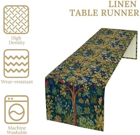William Morris Floral Table Runner Vintage Flowers Table Runner for Dining Table Decor 13 x 36 Inch Strawberry Thief