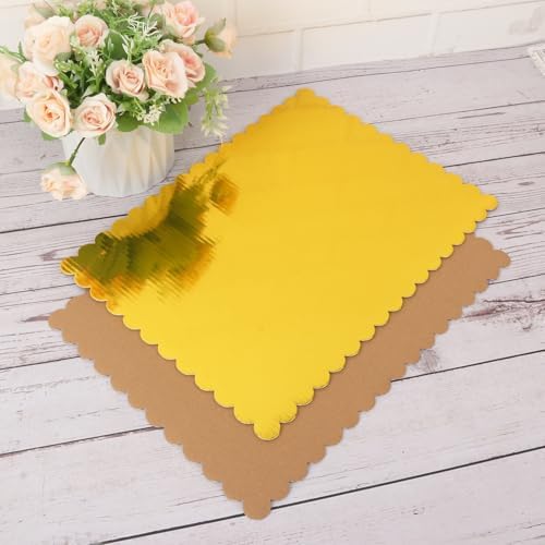 50 Pcs Gold Cake Boards, 14 x 10 Inch Rectangular