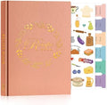 Lanpn A5 Blank Recipe Book Cookbook to Write in Your Own Recipes, Leather Cover Waterproof Empty Cooking Journal for 70 Recipes, Recipe Notebook with Stickers to Organize Your Family Recipes, Rose