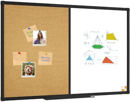 XBoard Magnetic Dry Erase Board Cork Board Combo 36 x 24 Inches
