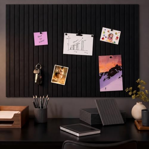 Honoson 12 Pack Felt Bulletin Board Self Adhesive Wall Tiles, Black