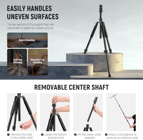 NEEWER Photography Light Stand, 1.5-6.4ft/47-195cm Reversible Aluminum