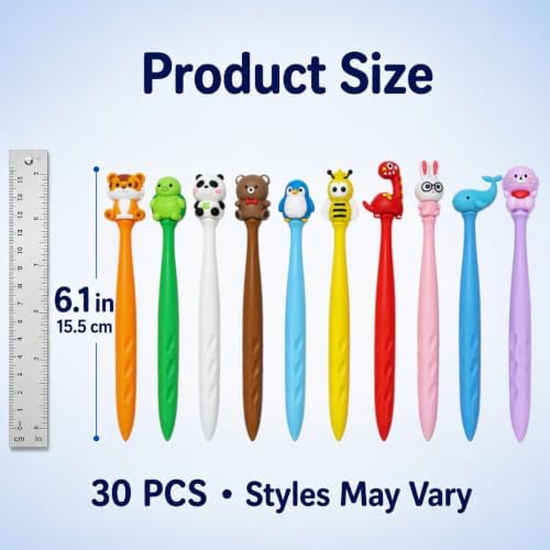 Animal Bobblehead Pencil Erasers,30 Pack Kawaii Cartoon Erasers Bulk Set, Classroom Prizes, Birthday Gifts