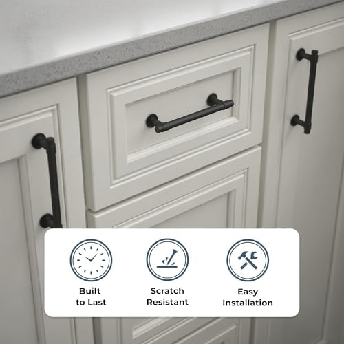 Franklin Brass Francisco (10-Pack) Cabinet Handles 5-1/16" Hole Center Pulls | Matte Black Hardware Kitchen Door, Drawers, Dressers, Furniture P29618Z-FB-B