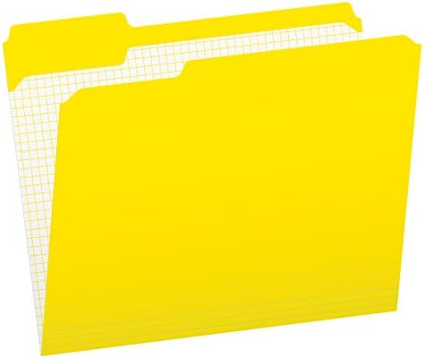 Pendaflex Color File Folders with Interior Grid, Letter Size, Yellow, 1/3 Cut, 100/BX (R152 1/3 YEL) | Reverse any folder and the printed interior grid becomes a writing panel. Reinforced tabs, 100 per box, made in the USA.