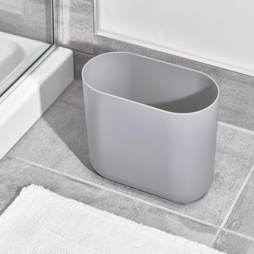 iDesign Small Slim Plastic Bathroom Trash Can, 2-Pack, Gray
