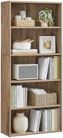 VASAGLE 5-Tier Bookshelf, Storage Organizer, 23.6 x 9.4 x 52.8 Inches