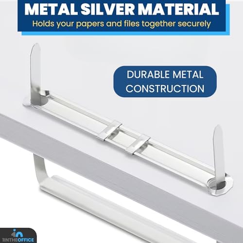 1InTheOffice Prong Fasteners, Heavy-Duty 2-Piece Set, 2.75-Inch Center, 200-Sheet Capacity, Metal, Silver, 100 Pieces, 2 Pack