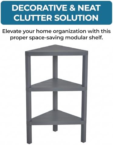 Honey-Can-Do Grey 3-Tier Corner Shelf