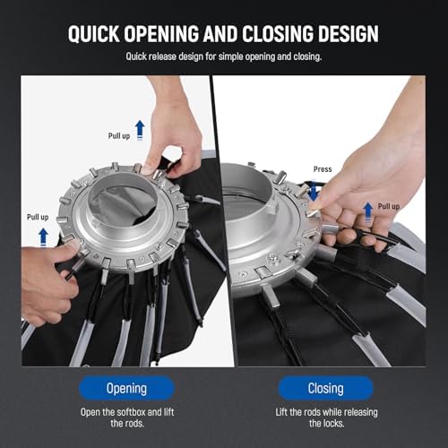 NEEWER BASICS Parabolic Softbox Bowens Mount, 35.4" Quick Release Soft Box Light Diffuser/Grid/Bag Compatible with Godox Compatible with Aputure 600d Studio Photography Video Recording Lighting, NS38P