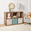 Warm Walnut 6-Cube Storage Organizer Bookcase, Vertical & Horizontal Freestanding Cube Shelving Unit, Open & Closed Back Cubby Compatible with Fabric Bins