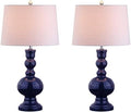 JONATHAN Y Genie 28.5" Glass Table Lamp, Navy, Set of 2