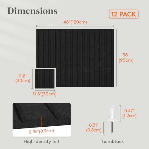 Lifewit Large Felt Bulletin Board with Self-Adhesive 48" x 36" - 12 Pack
