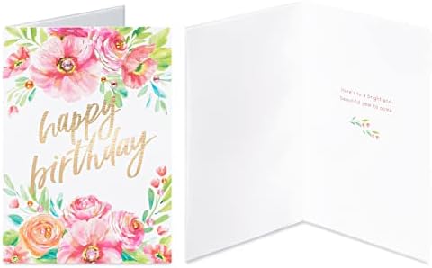 Papyrus Deluxe Boxed Birthday Card Assortment, Floral and Candles (4-Count)