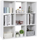 9 Cube Storage Shelf Organizer, Wood Bookshelf Organization Unit, Cube Shelves for Home Office Bedroom Living Room, White