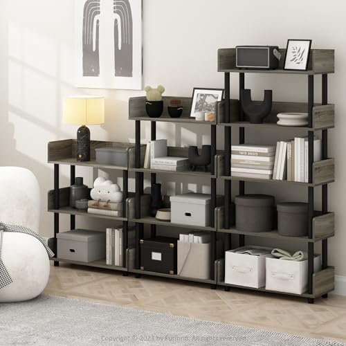 Furinno Turn-N-Tube 5-Tier Display Shelf, Open Frame, French Oak